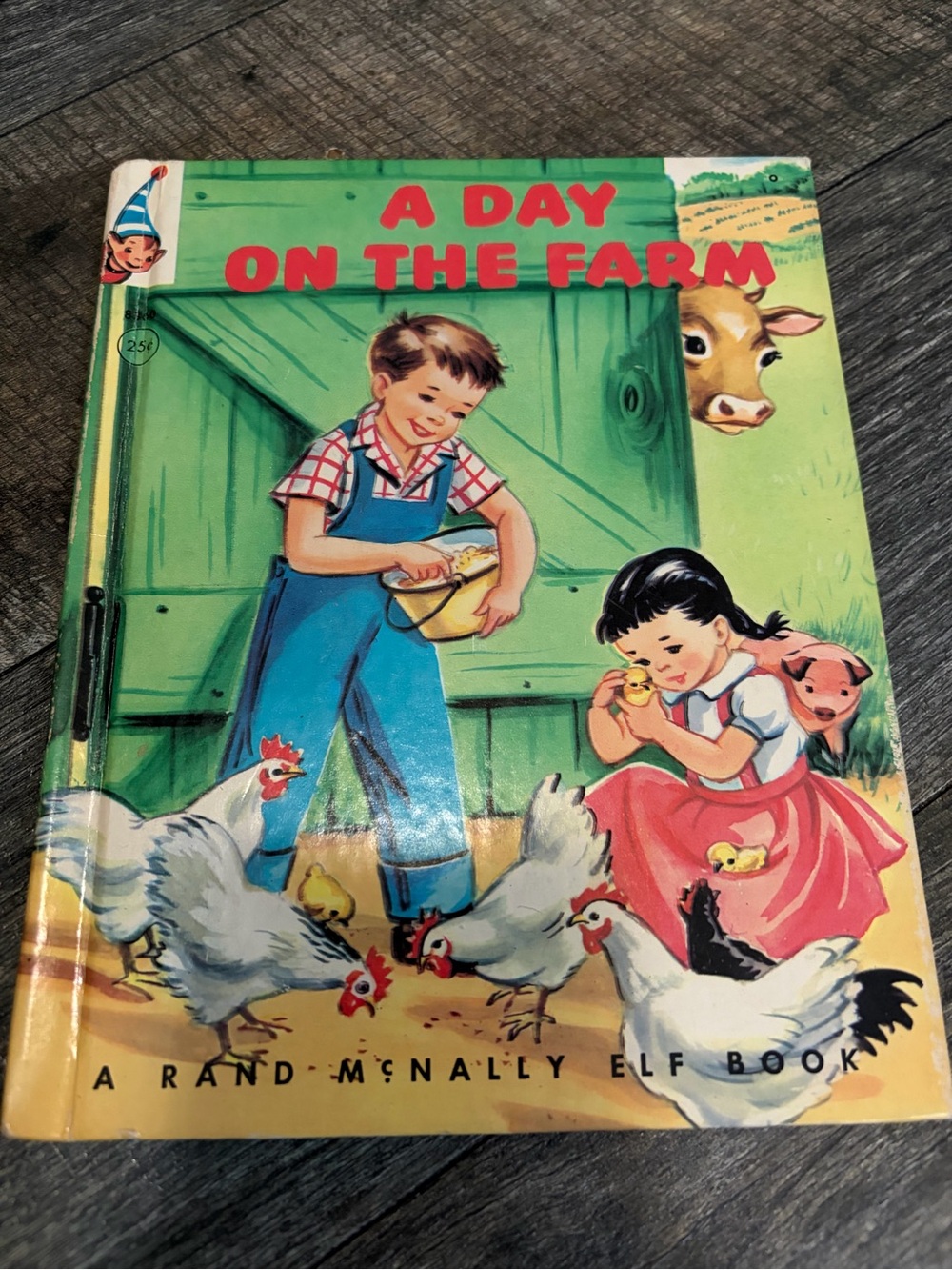Vintage A Day on the Farm, a Rand McNally Elf Book written by Alf Evers 1948